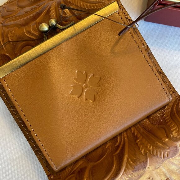 Patricia Nash Tooled Leather Kisslock Wallet RFID Blocking Cognac Brown NWT - Picture 8 of 11